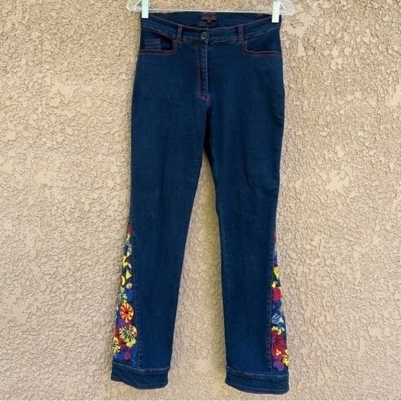 Aventures des Toiles Size 36 Embroidered Dark Jeans Bohemian Denims - Picture 1 of 15